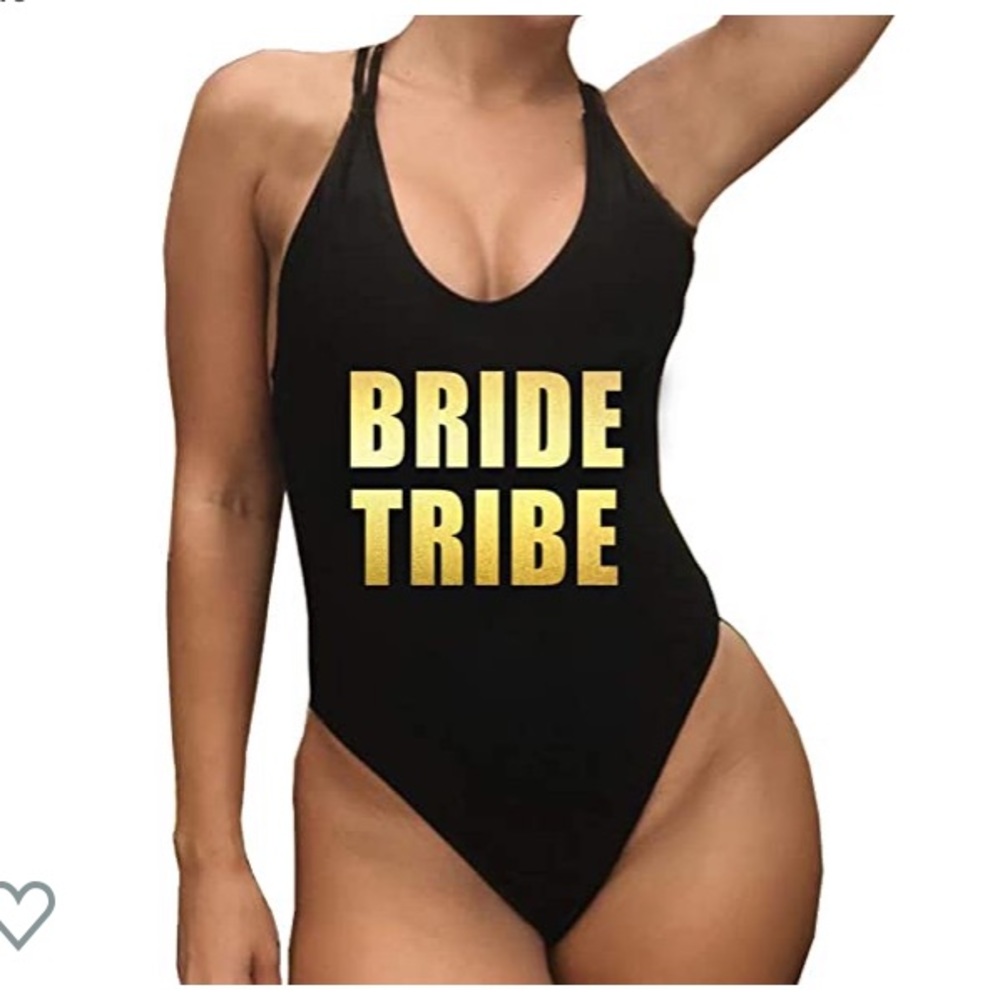 Bride Tribe bathing suit black/gold
